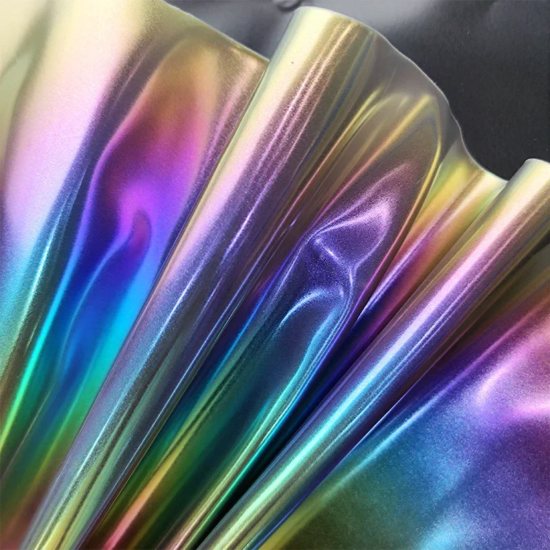 Rainbow TPU Film 0.4mm Large Laser Pearl Multicolor Cosmetic Bag Handbag Luggage Rainbow Fabric Fashionable Artificial Leather