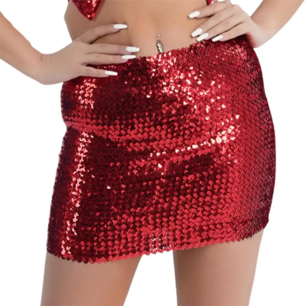 

Women High Waist Skirt Women Sequin Skirt Sequin Mini Skirt for Women High Waist Slim Fit Reflective Sheath with Firm for Stage