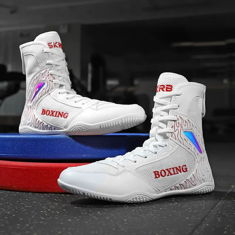 Professional High-top Men's and Women's Sports Shoes Lightweight Breathable Wrestling Shoes Competition Training Boxing