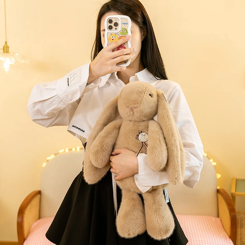 Cartoon Rabbit Plush Doll Kawaii Soft lop Plushies Stuffed Toys Real Bunny Doll Warm Bedroom Decor Birthday Gifts For Girls plush toys