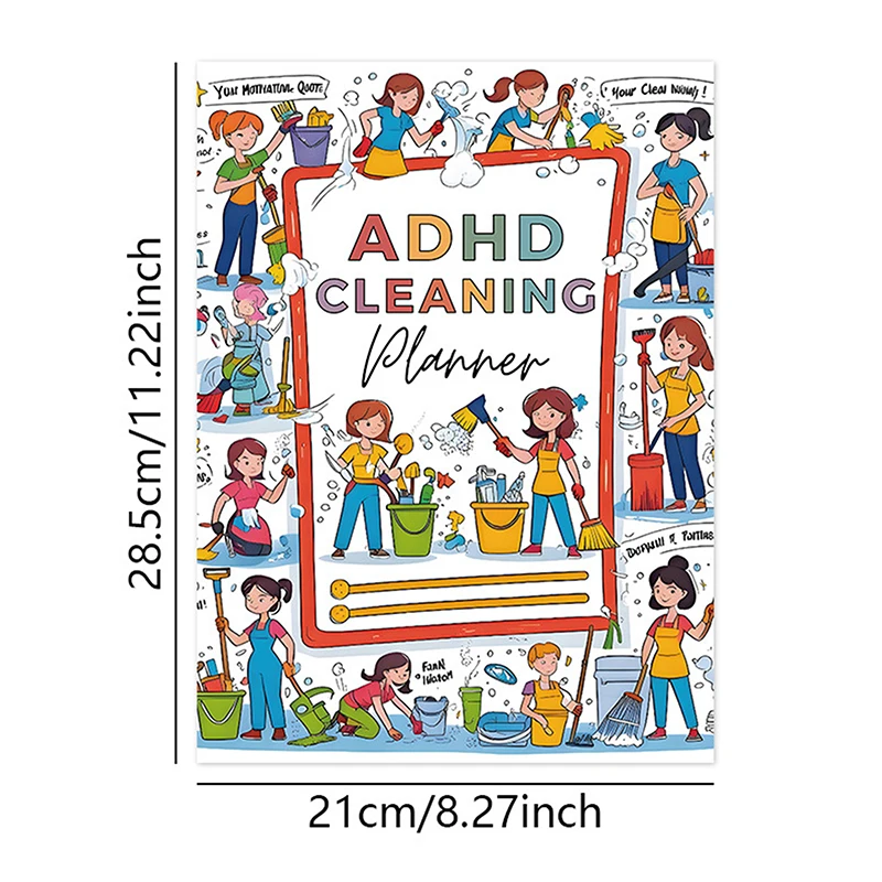 Adhd 성인 여성 어린이를 위한 청소 플래너, 가정용 일일 청소 일정 및 체크리스트 정리 노트