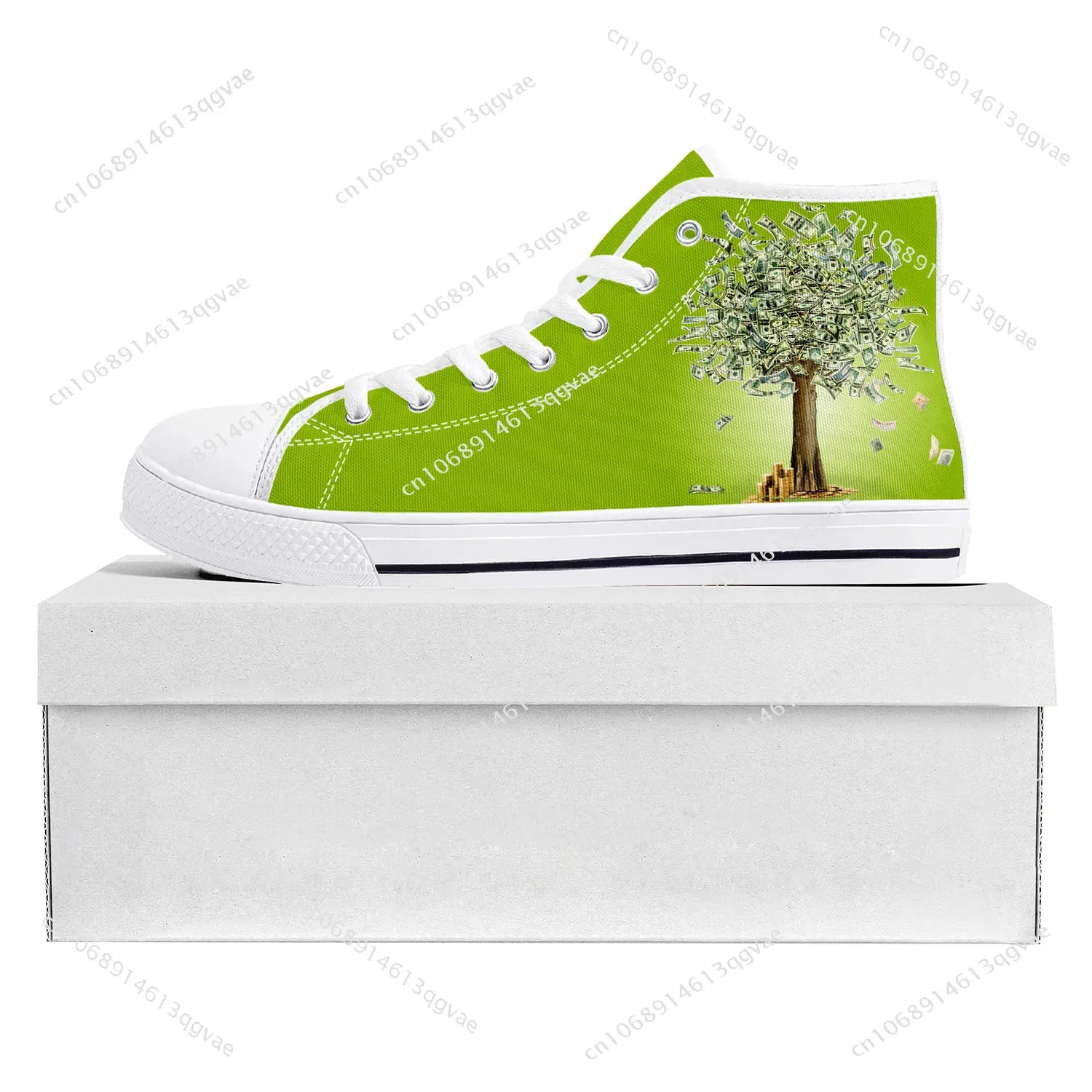 Dollar Green Tree High Top High Quality Sneakers Mens Womens Teenager Canvas Sneaker Casual Couple Shoes Custom Made Shoe White