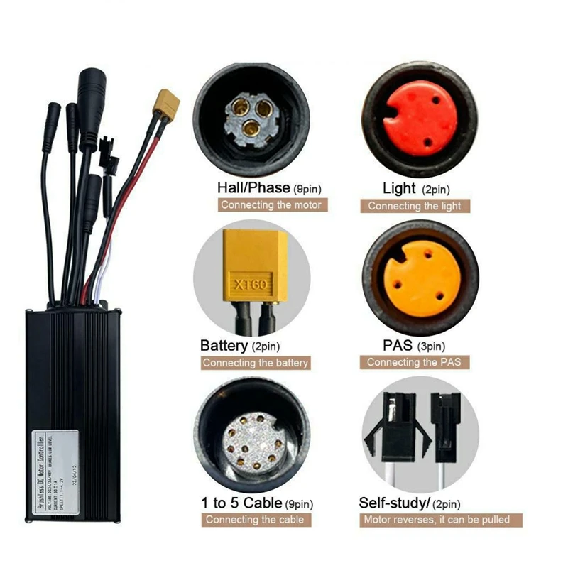 36V/48V Bicycle Lithium Battery Modification Accessories 30A 1000W Three-Mode Fully Waterproof Small Kit GD06 LCD Meter Durable