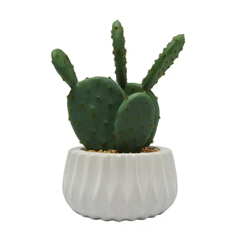 

Pot with Faux Cactus Plant, 9.875" Height, Green Color, Cactus