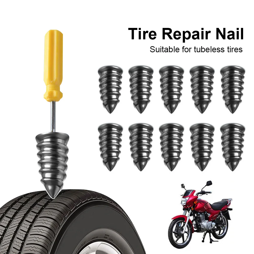 

10 PCS Car Motorcycle Vacuum Tire Repair Nails Tubeless Tire Repair Rubber Nails for Car Truck Motorcycle Pedal Bike Repair Tool