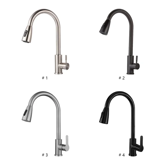 Sink Pull Out Faucet 360 Swivel Hot Cold Mixer Crane Tap Single Handle Rotary Pull Faucet Double Outlet Method Kitchen Accessory 4