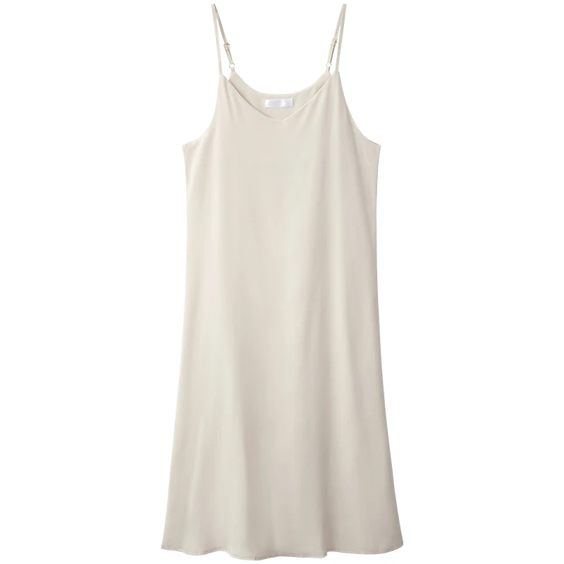 여성용 블랙 서스펜더 스커트, 약간 뚱뚱한 내부, 새틴 긴 바닥 및 외부 실크 조끼 원피스, 2024 신상 여름