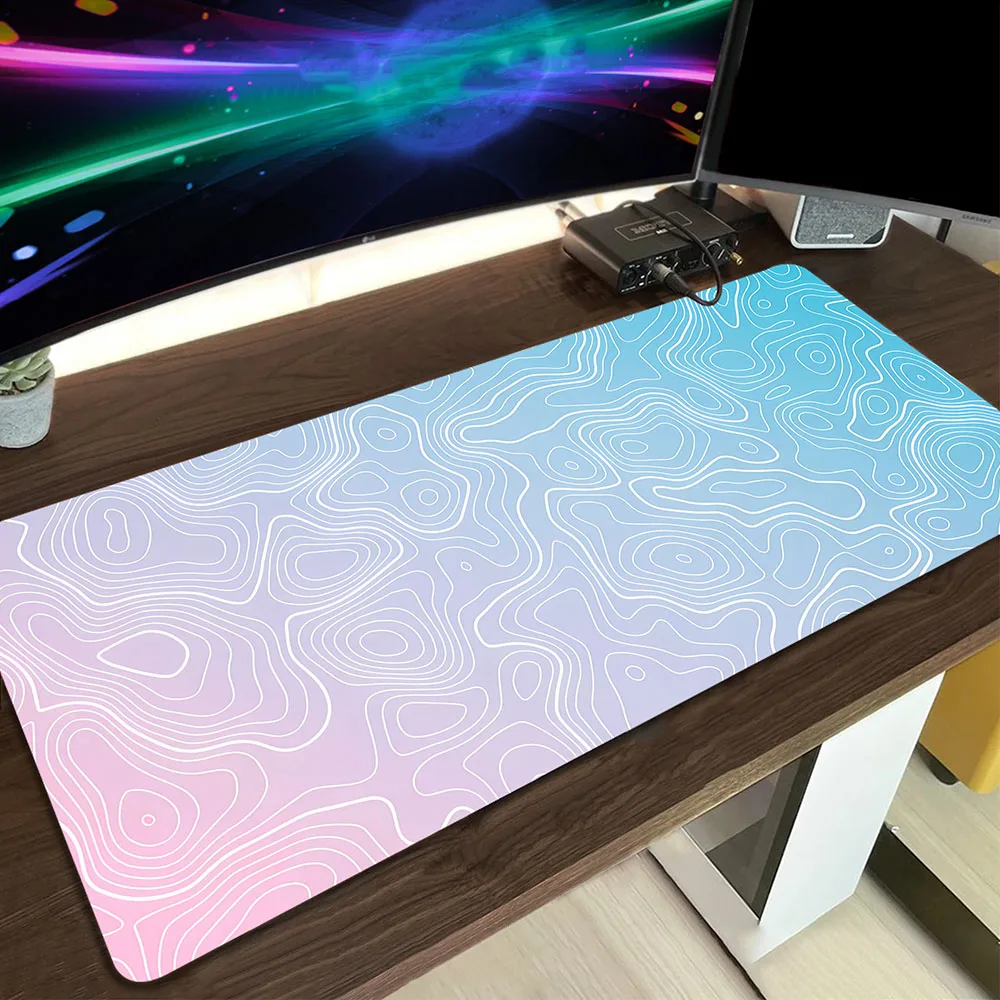 

Gaming Mousepad Gamer Speed Accessories Keyboard Pads Computer Game Mouse Pad Large Topographic Map Art Mouse Mat XXL Desk Mat