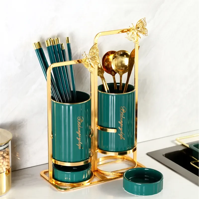 Description Picture 4 of itemGlass Chopstick Holder Ceramic Drain Rack Chopsticks Bracket Shelf Cage Home Kitchen Organizer Tableware Storage