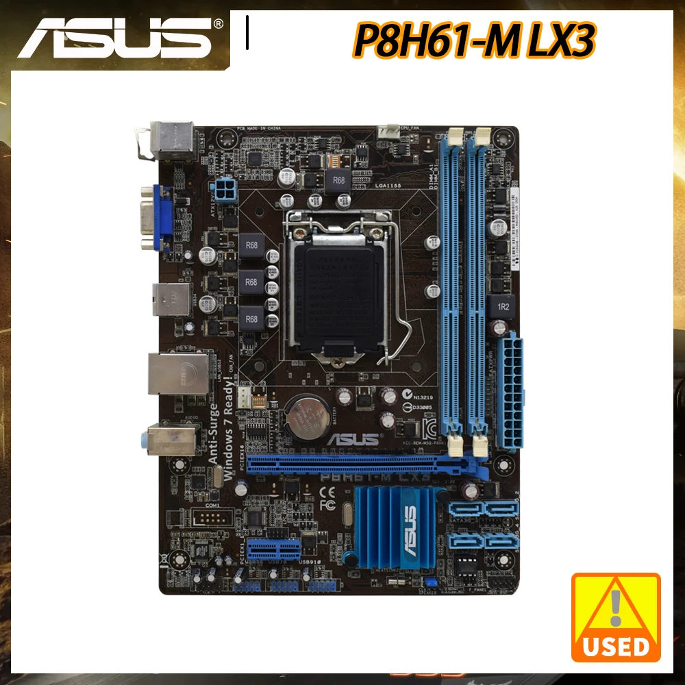 Asus P8h61m Lx3 Motherboard 1155 Motherboard Ddr3 16gb Ram Intel H61