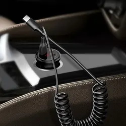 40W 3A 5A USB Type C Data Cable Micro USB Spring Pull Telescopic Fast Charging Cable for Android Phone Accessories Car USB Cable