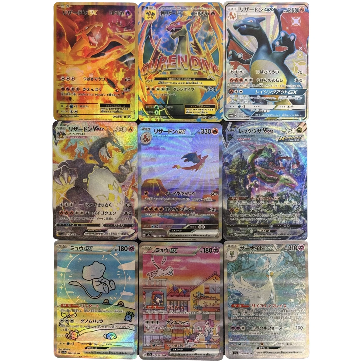 9Pcs/set Diy Ptcg Charizard Mew Gardevoir Rare Flash Card Classic Self Made Game Anime Collection Cards Gift Toy