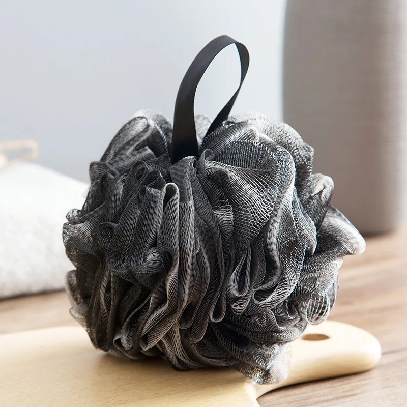 Soft Lufa Shower Sponge - Black - Dead Skin, Gives Glowing Skin - PE Skin-friendly Bath Ball for Home & Dormitory 2