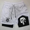 Men Anime Double Layer Shorts Gym Workout Printed Sports Multi-performance Training Quick-drying Jogging Pants Towel Pants M-3xl 4