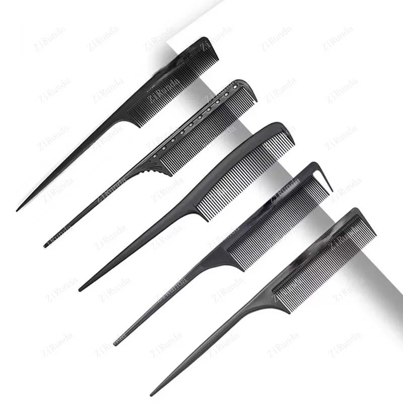 이발 블랙 카본 빗 살롱 느슨한 톱니 푸시 헤어 컷, 헤어 스타일링 빗, 이발사 액세서리