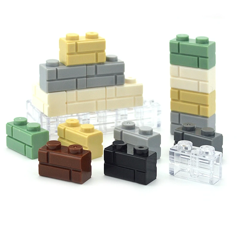DIY Building Blocks 50-130PCS Wall Figures Bricks 1x2 1x3 1x4 1 + 2 Dots Construction Thick brick wall Size 98283 15533 construction blocks building blocks