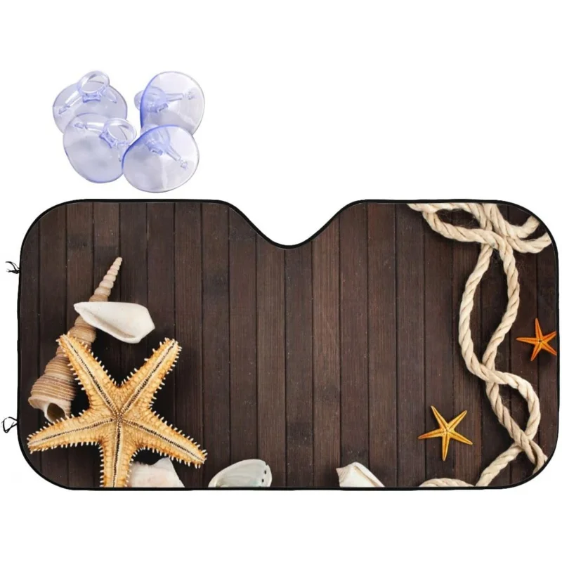 

Car Windshield Sunshade Starfish Shell Pearl Rope Sun Visor Protector Front Window Shade Blocks UV Rays Keeps Your Vehicle Cool