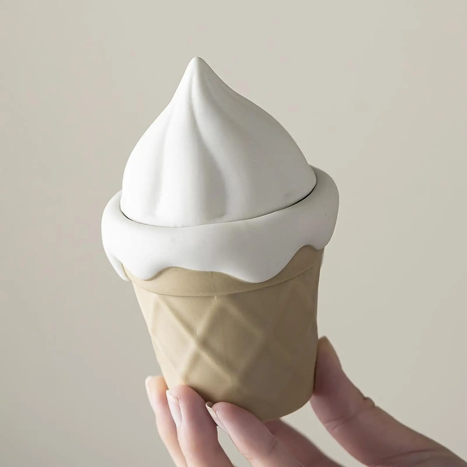 Candle Cup Ice Cream Shaped Ceramic Ornament for Office Party Living Room