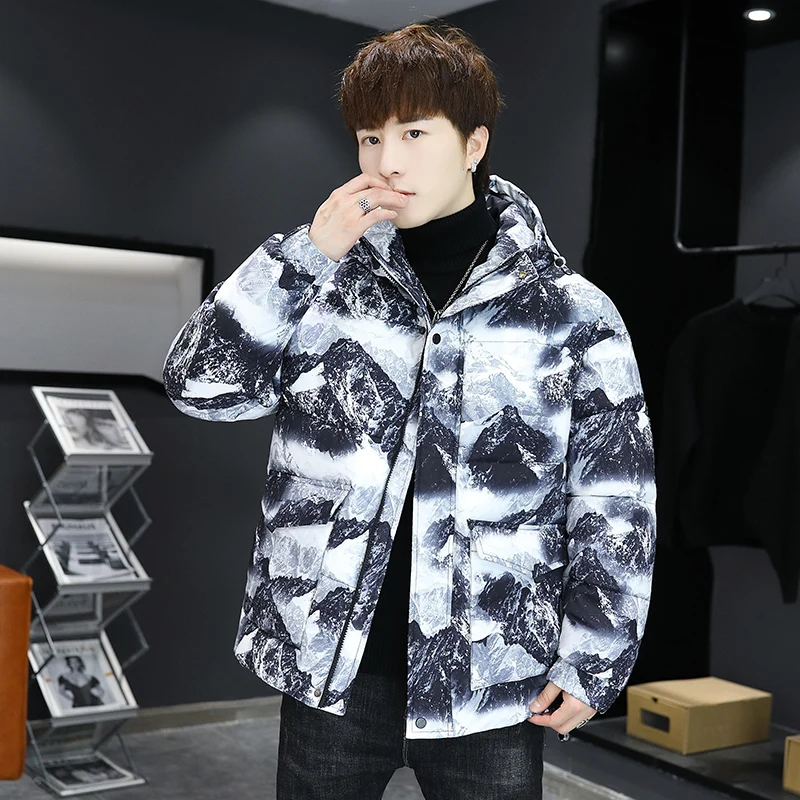 Fashion 2023 Autumn Winter Cotton-Padded Jackets Outdoor Men's Warm Down Coats Snow Mountain Thick Parkas Streetwear Top Clothes