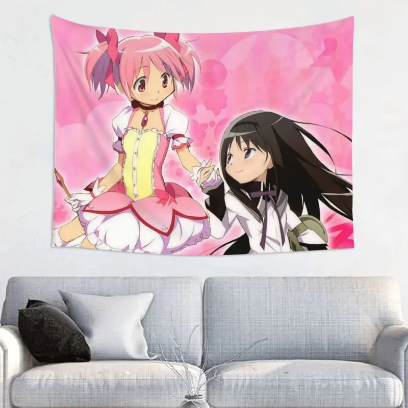 

Puella Magi Madoka Magica Tapestry Wall Hanging Hippie Tapestries Throw Rug Blanket Home Decor for Living Room Wall Cloth