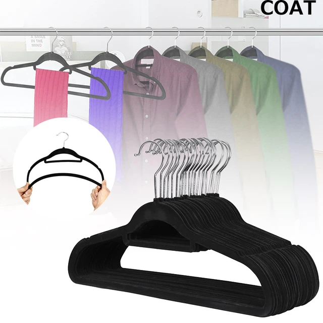 Non Slip Velvet Clothing Hangers, 100 Pack, Black - AliExpress