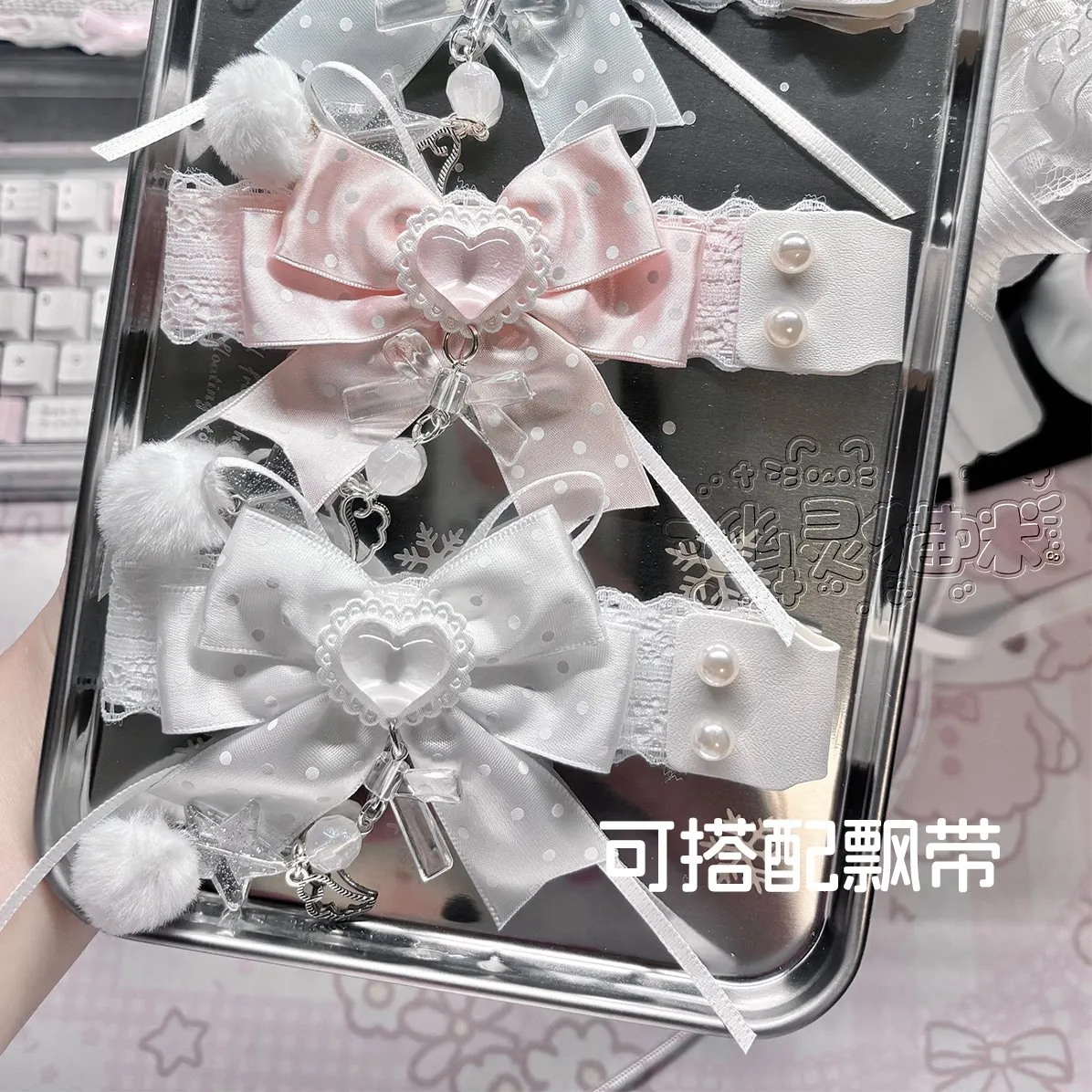 1.3m 8K Avaitor 케이블 화이트 라이트 8k 리턴 레이트 수제 보타이 USB 타입-C 마그네틱 키보드 케이블 장식 액세서리