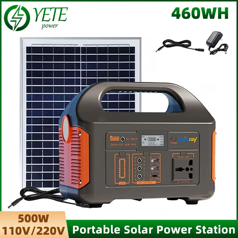 500 واط محطة طاقة محمولة 220 فولت 110 فولت قوة البنك 460Wh LiFePO4 مولد الطاقة الشمسية الطاقة الخارجية للتخييم RV
