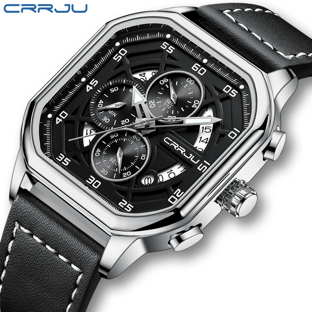 

CRRJU New Men Watch Top Brand Luxury Waterproof Quartz Watches For Men Sport Chronograph Wristwatch Men Clock Relogio Masculino