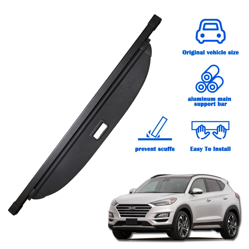 

For Hyundai Tucson Cargo Cover Trunk Retractable Parcel Rack Waterproof Shield Privacy Cargo Cover Auto Parts 2015-2020