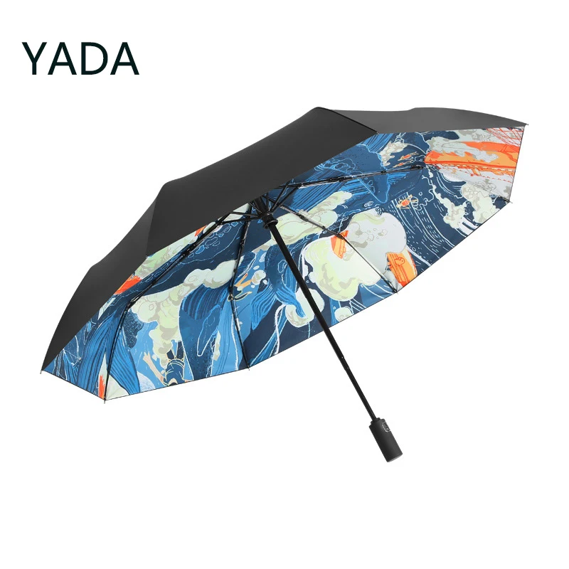 

YADA Luxury Fully Automatic UV Travel Umbrella Parasol Sunny And Rainy 3 Folding Umbrellas For Men Women Parapluie YS220082