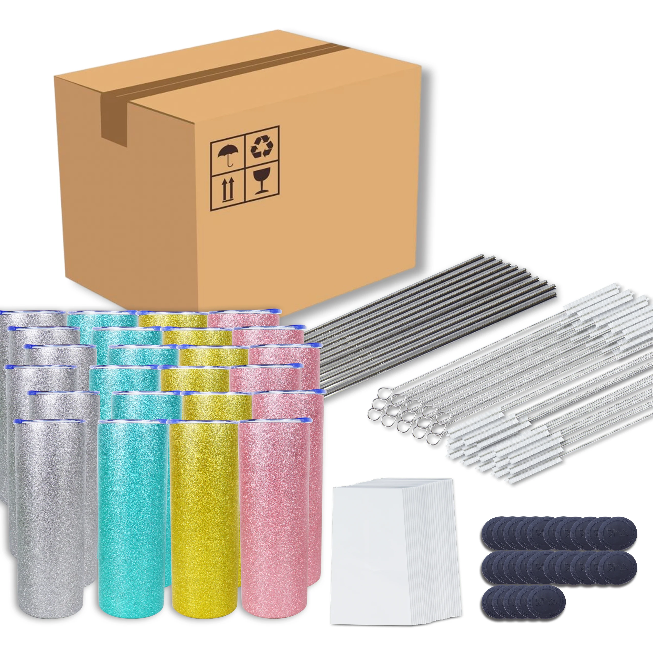 Stainless Steel Heat Printing Tumbler Double Wall Insulated Straight Sublimation Tumbler 25pack