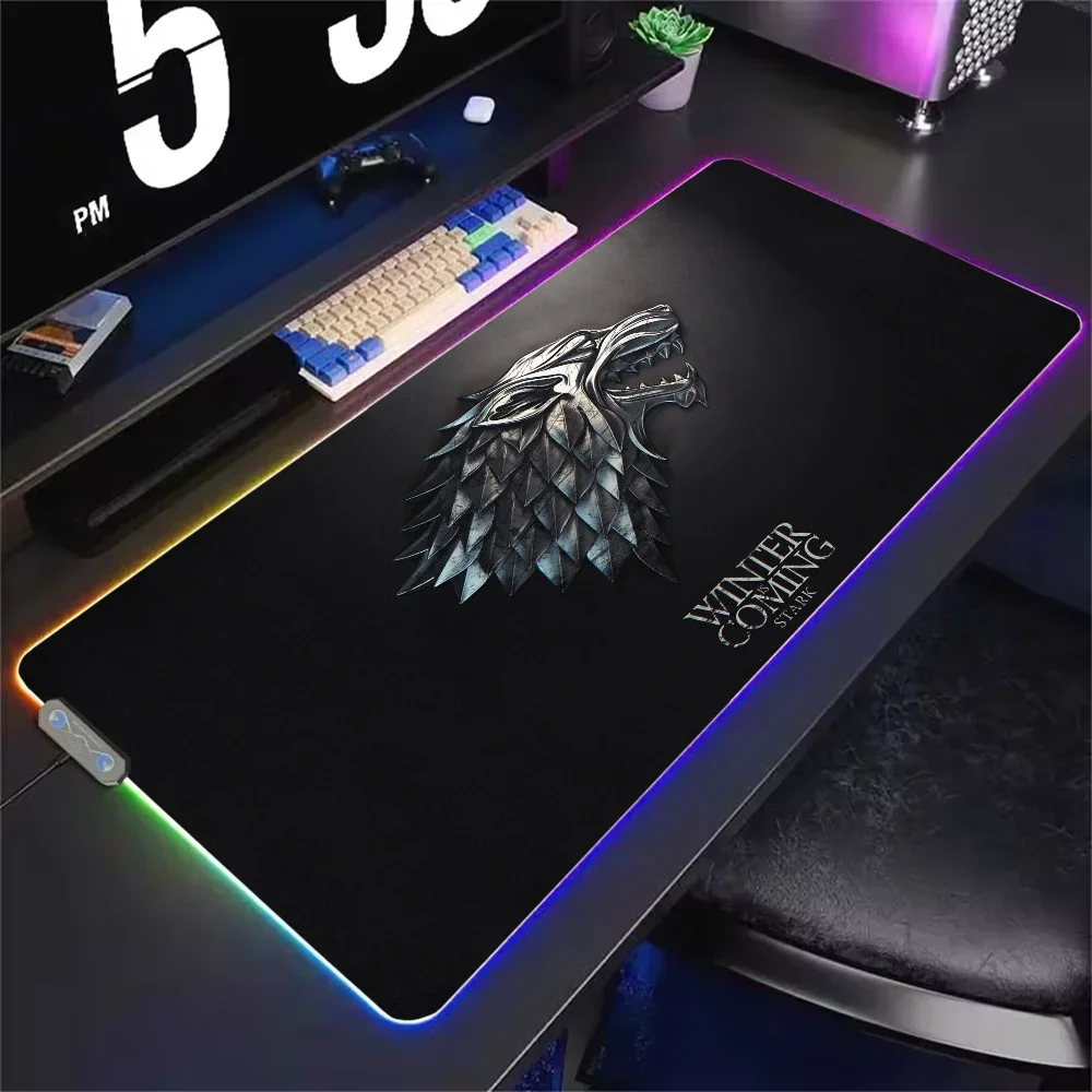 of Mousepads Mat Gaming MousePad LED Table Pads Game Backlit Rubber Desktop XXL RGB T-Thrones Desk  Micro USB 2