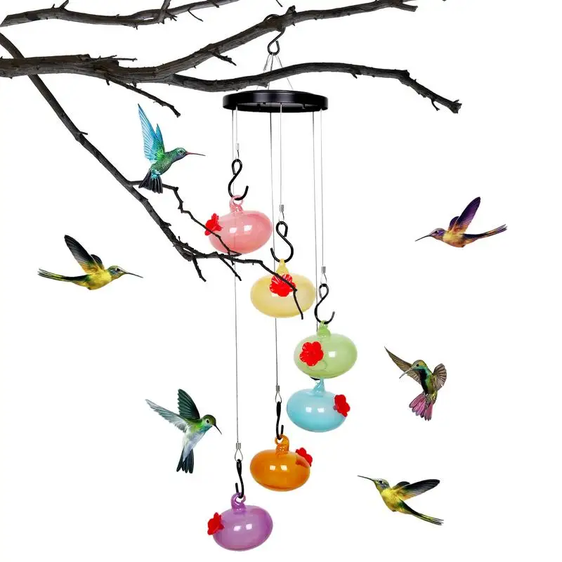 

Windchime Hummingbird Feeder Bird Feeder For Viewing Hand Blown Outdoors Hanging Ant And Bee Proof Perfect Garden Decor Outside