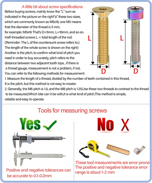 Yaruijia Lot De 6 Vis à Tête Allen En Titane M8 X 25 Mm Pour Frein à Disque De Moto (arc-en-ciel