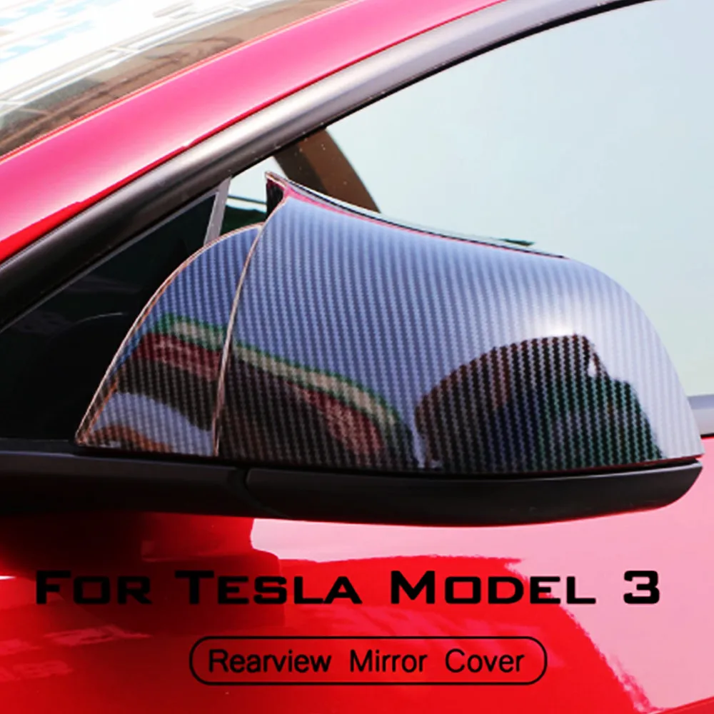 

2PCs/set Car Rearview Rear View Mirror Cover Protective Trim for Tesla Model 3 2016 -2021 Side Mirror Sticker Accessories