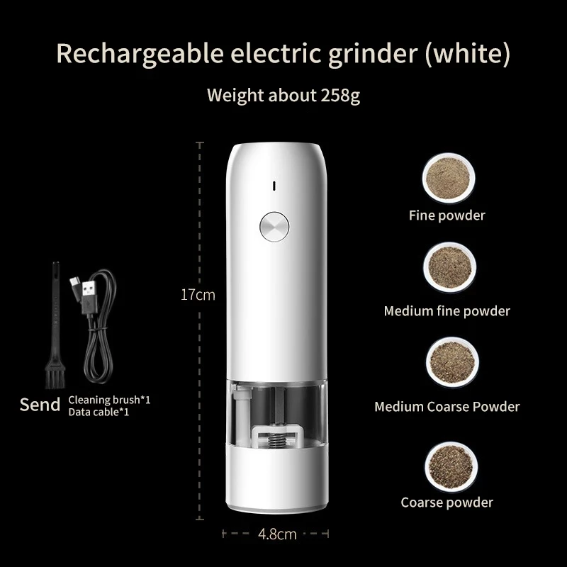 Xiaomi Electric Grinder USB Electric Automatic Mill Pepper Salt Spice Salt Pepper Grinder Home Seasoning Bottles Kitchen Tools 3