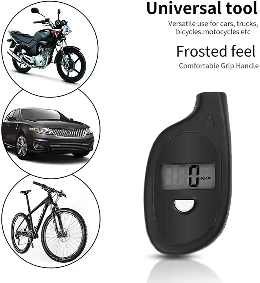 Digital Keychain Tire Gauge – Mini LCD Pressure Tester with Low Pressure Alert, for Car & Motorcycle, Portable Safety Tool