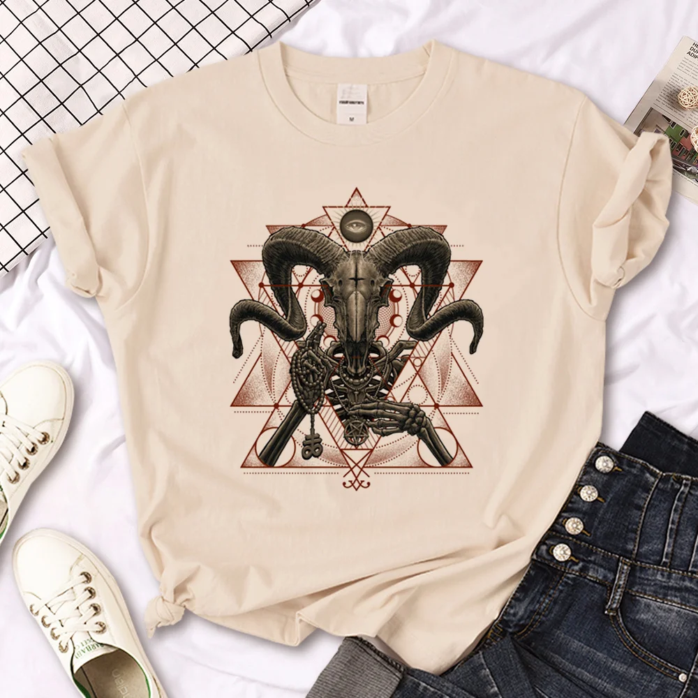 

Футболка Baphomet женская с рисунком, уличная одежда в стиле аниме, одежда в стиле Харадзюку для девушек