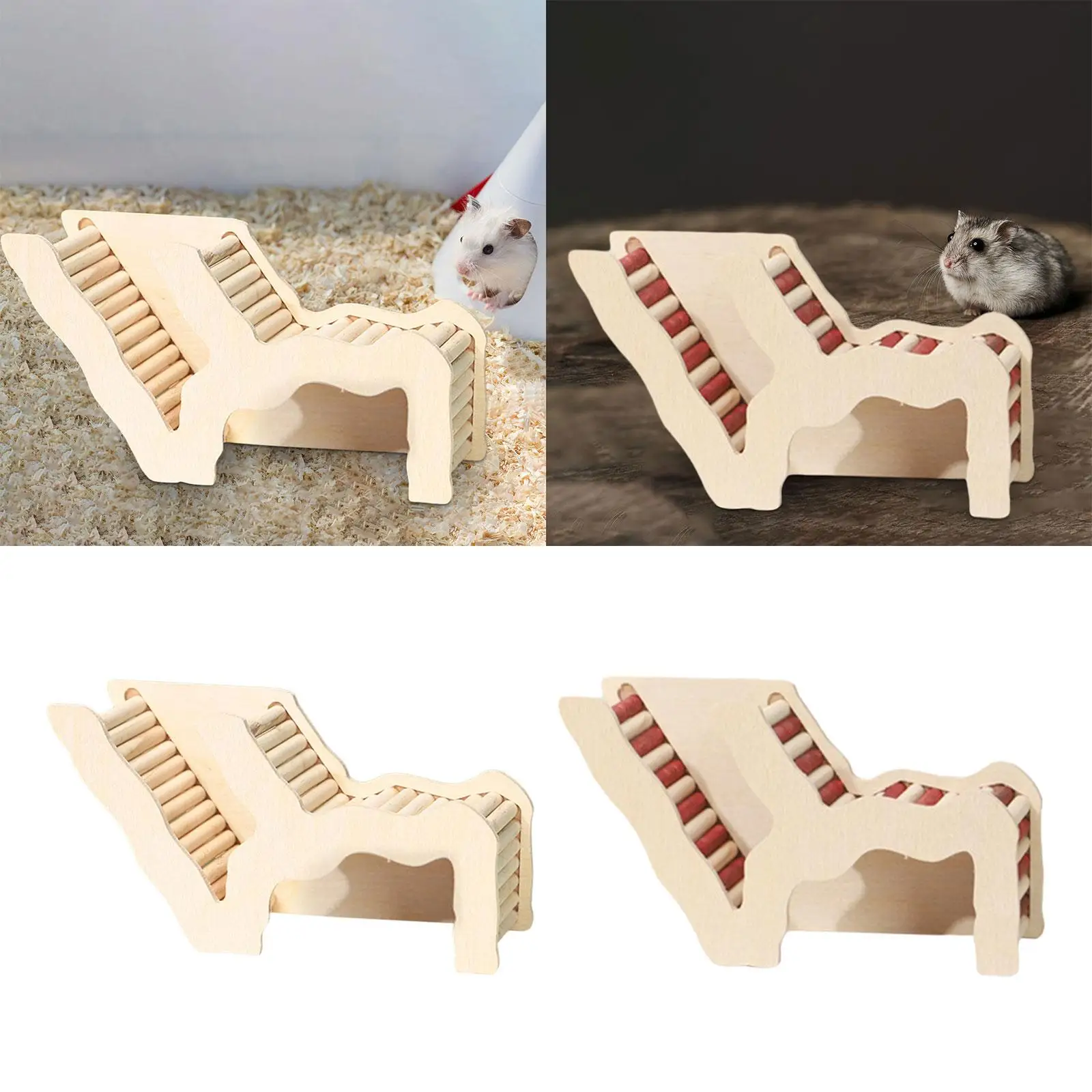 Hamster Hideout Climbing Ladder Tiny Gerbils Small Animals Palyhouse Wood Tunnel Toy Activity Platform Pet Supplies Toys