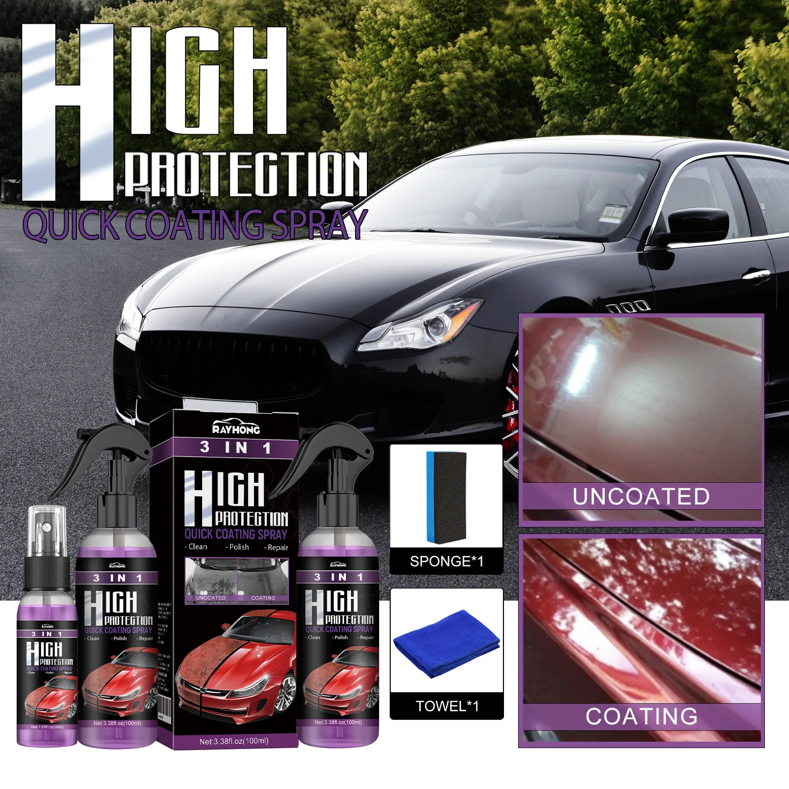 3 In 1 Ceramic Multifunctional Coating Renewal Agent Spray Quick