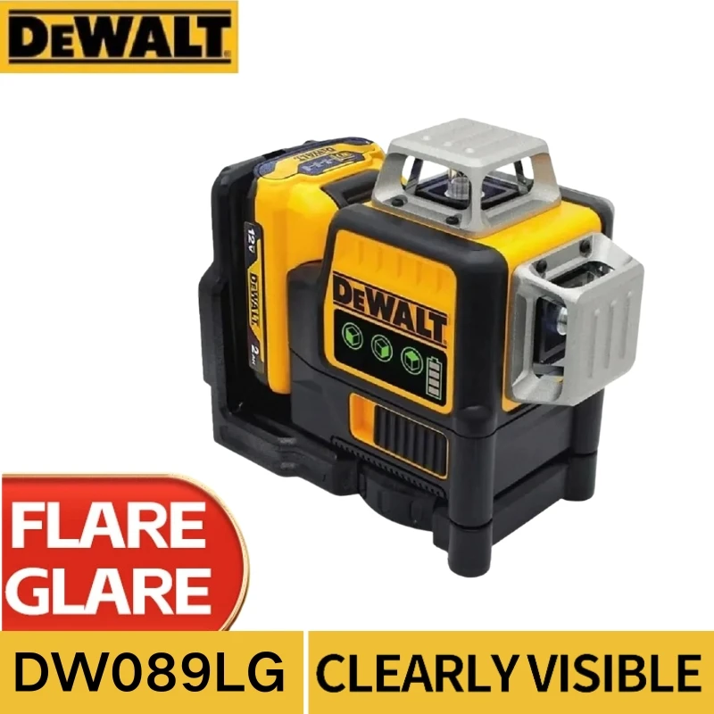 Dewalt DW089LG 12 Lines 3 Sides*360 Degree Vertical 12V Lithium Battery Laser Level Horizontal Green Meter Outdoor