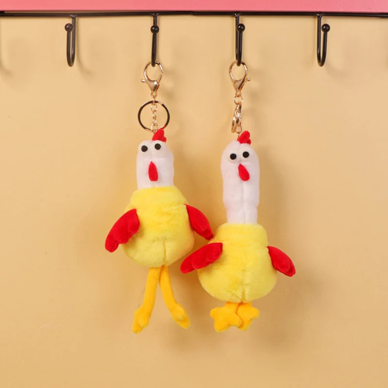 

16cm Creative Funny Cute Pull-Up Chicken Plush Toys Action Figure Pendant Doll Chick Keychain Doll Gift For Children Kids