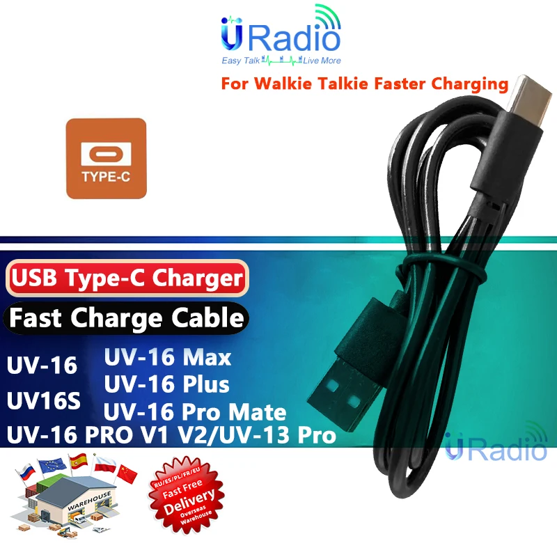 Cavo Di Ricarica Rapido Di Tipo C Per Radio Uv-16 Max Uv-16 Pro V1 V2 Cavo Di Tipo C Uv-16 Pro Mate Usb-C Cavo Usb Di Tipo C Uv-13 Pro Uv 16S