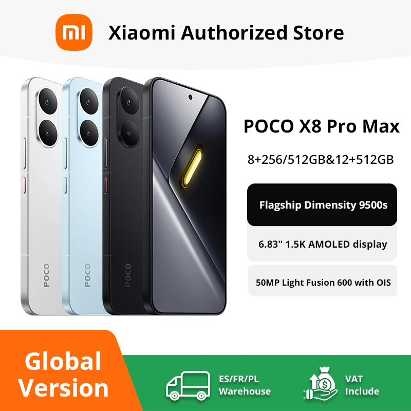 GlobalVersionPOCOX8ProMax8500mAhSmartphoneDimensity9500s6.83
