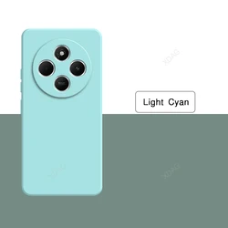 Elegant Original Square Silicone Phone Case - Durable and Stylish Back Cover  Carcasas for Redmi 14C (Light Cyan)