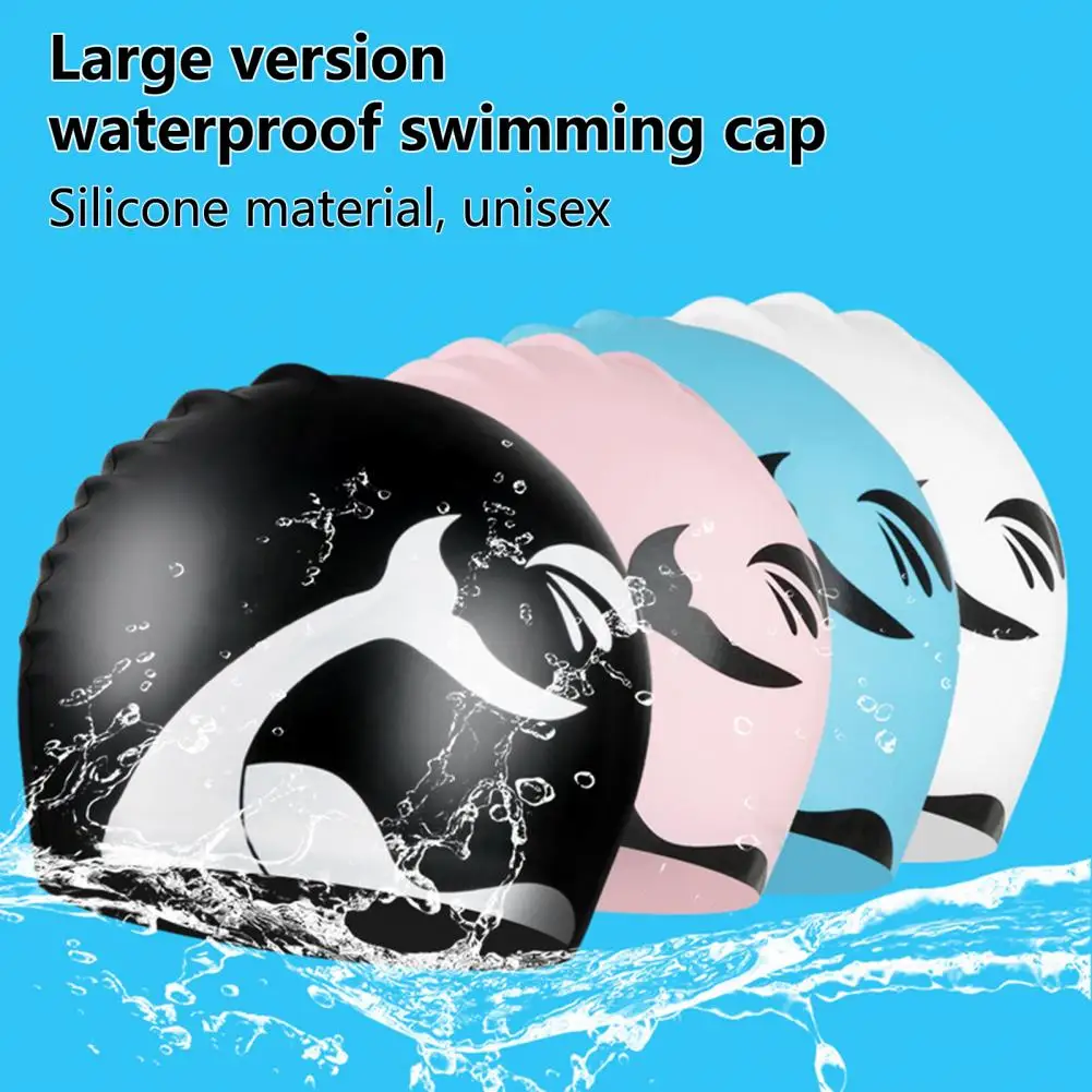 

Swimming Hat Comfortable Feeling Skin-touch Waterproof Elastic Protect Ear Large Size Silicone Material Unisex Swimming Hat Swim
