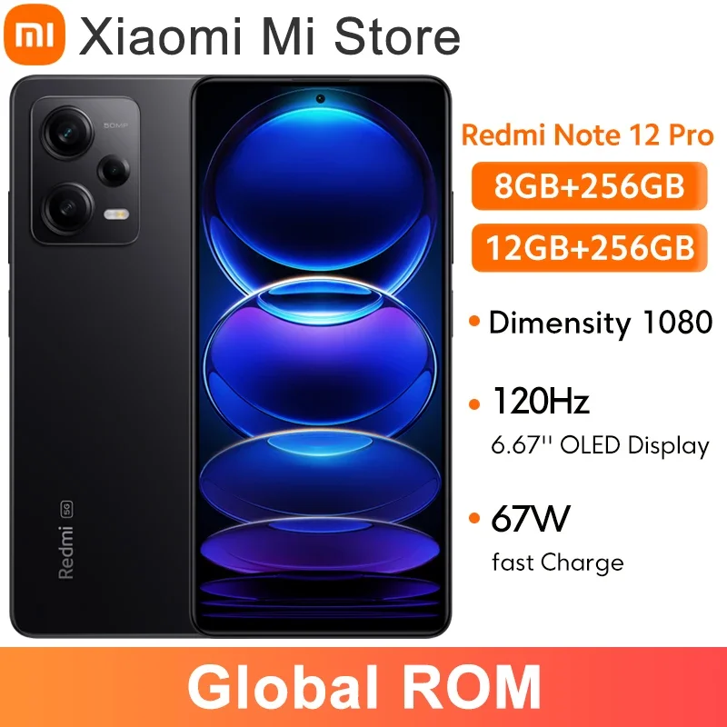 Xiaomi Redmi Note 12 Pro 5G Global Rom 8Gb 256Gb Mtk Dimensity 1080 6.67 ''120Hz Display Oled Fotocamera 50Mp Ricarica 67W