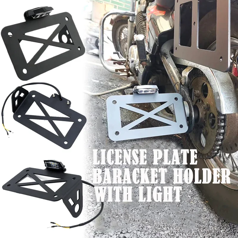 Motorcycle License Plate Holder LED Tail Light Mount Registration Plate Bracket Modified Universal for Harley Sportster Chopper license plate holder,motorcycle license plate holder