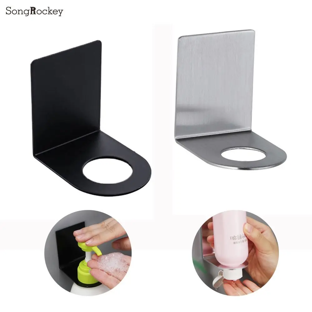 Multifunctional Hooks Wall Mounted Soap Bottle Holder Metal Hook Stainless Steel Traceless Kitchen