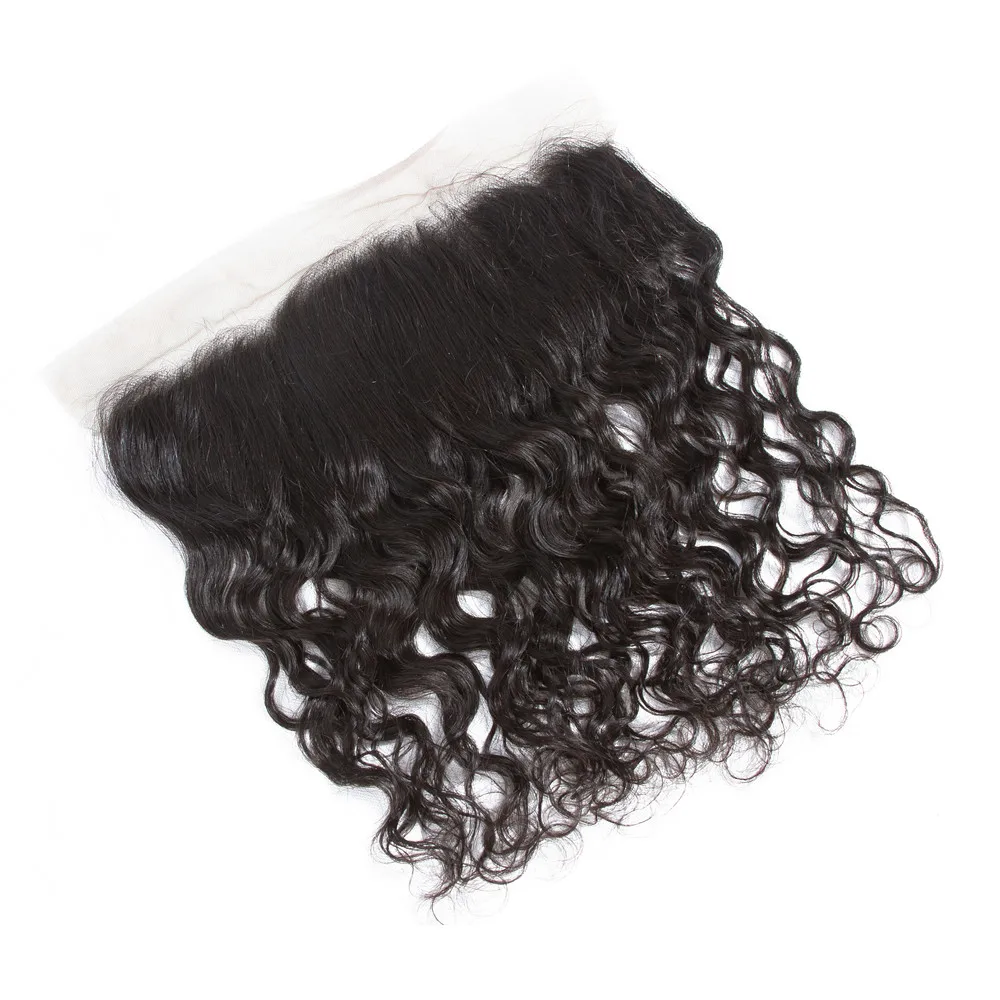 Water Wave Lace Frontal Human Hair 13x4 Lace Frontal Only 10"-22" Middle/Free/Three Part Human Hair With Natural Hairline